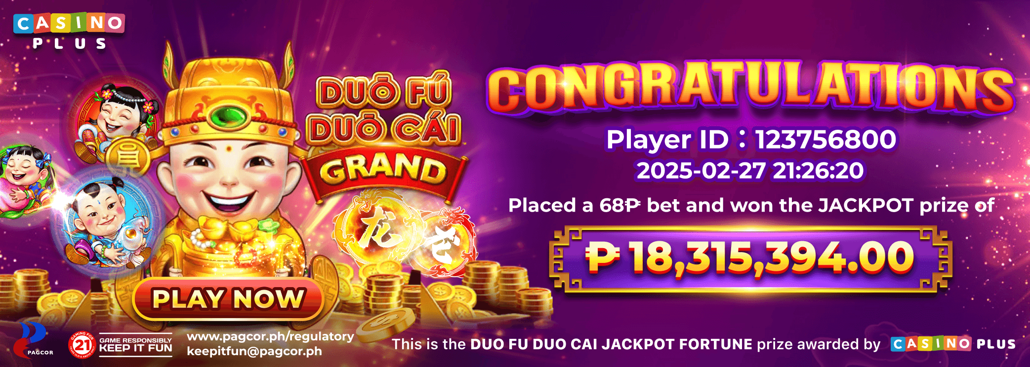 Jackpot Explosion! ₱68 Bet Wins a Massive ₱18.3M!