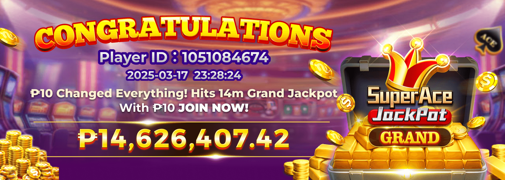 Someone Turns ₱10 Into ₱14M+ Grand Jackpot On Super Ace This March!