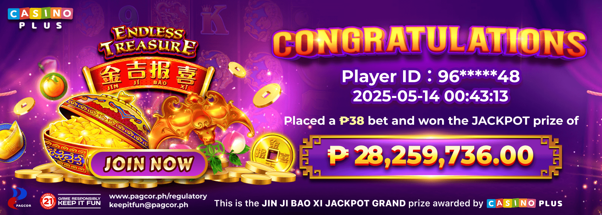 Congratulations Player Hit Jin Ji Bao XI  Jackpot Grand