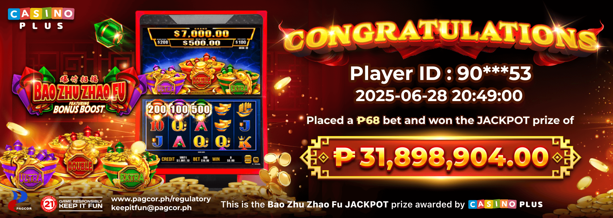 Congratulations Player Hit BaoZhuZhaoFu Grand Jackpot