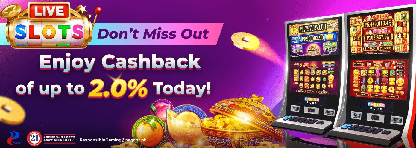 Live  Slots Up To 2.0% Cashback